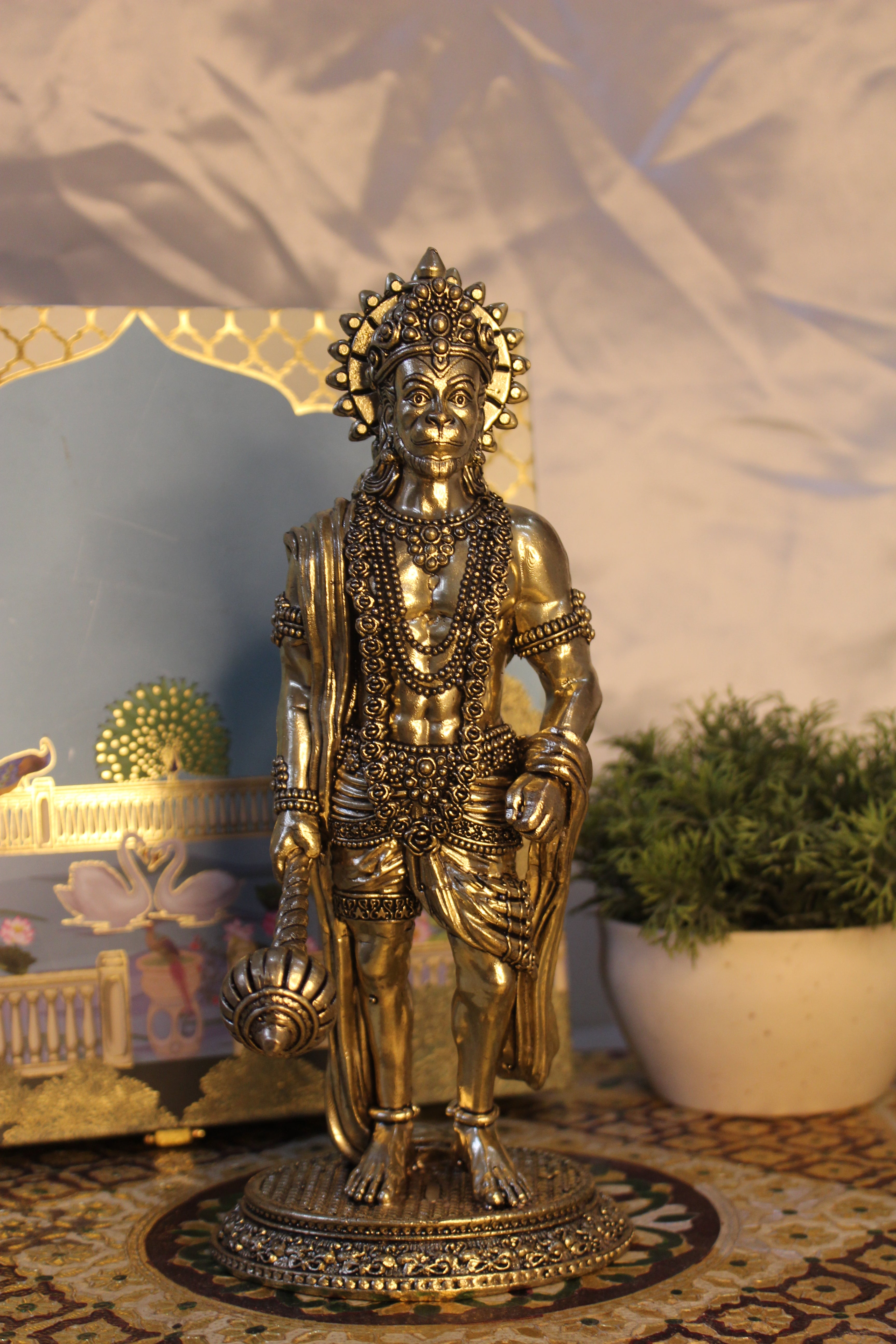 Brass Hanuman Idol with Gada | Standing Veer Hanuman Murti – 10 Inch